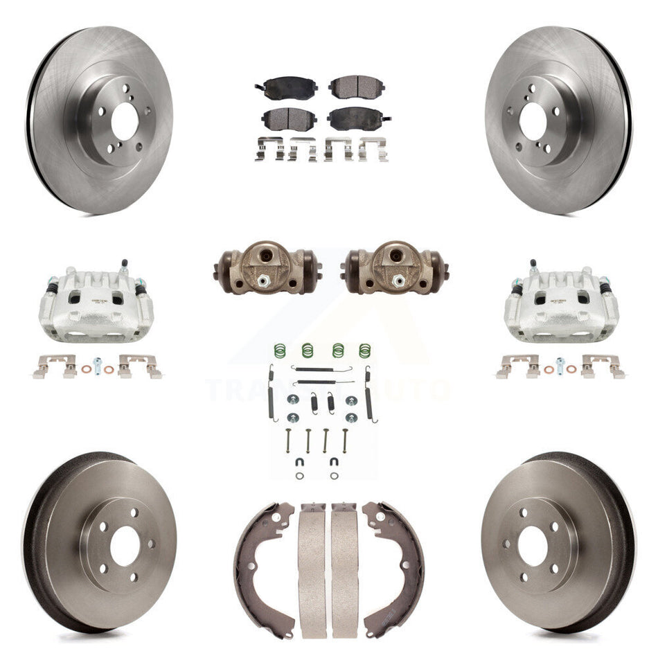 Front Rear Disc Brake Caliper Rotors Drum Semi-Metallic Pad Shoe Cylinder Kit (11Pc) For KC8-100894P
