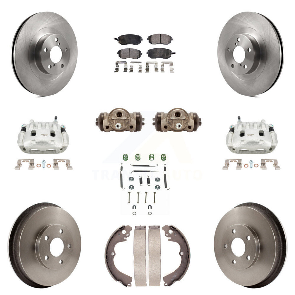 Front Rear Disc Brake Caliper Rotors Drum Semi-Metallic Pad Shoe Cylinder Kit (11Pc) For KC8-100894P