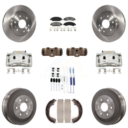 Front Rear Brake Caliper Rotor Drum Semi-Metallic Pad Shoe Cylinder & Kit (11Pc) For GMC KC8-100896S