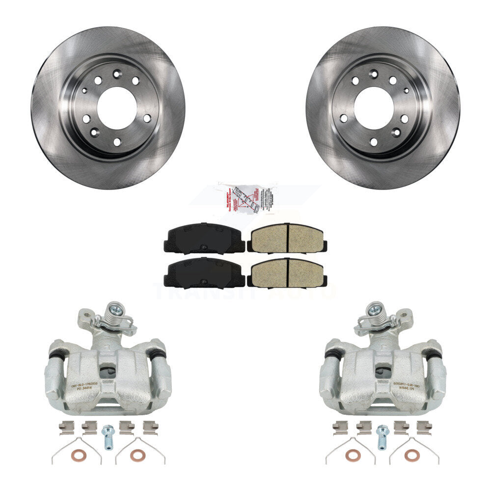 Rear Disc Brake Caliper Rotors And Semi-Metallic Pads Kit For 2003-2005 Mazda 6 KC8-100898N by Transit Auto