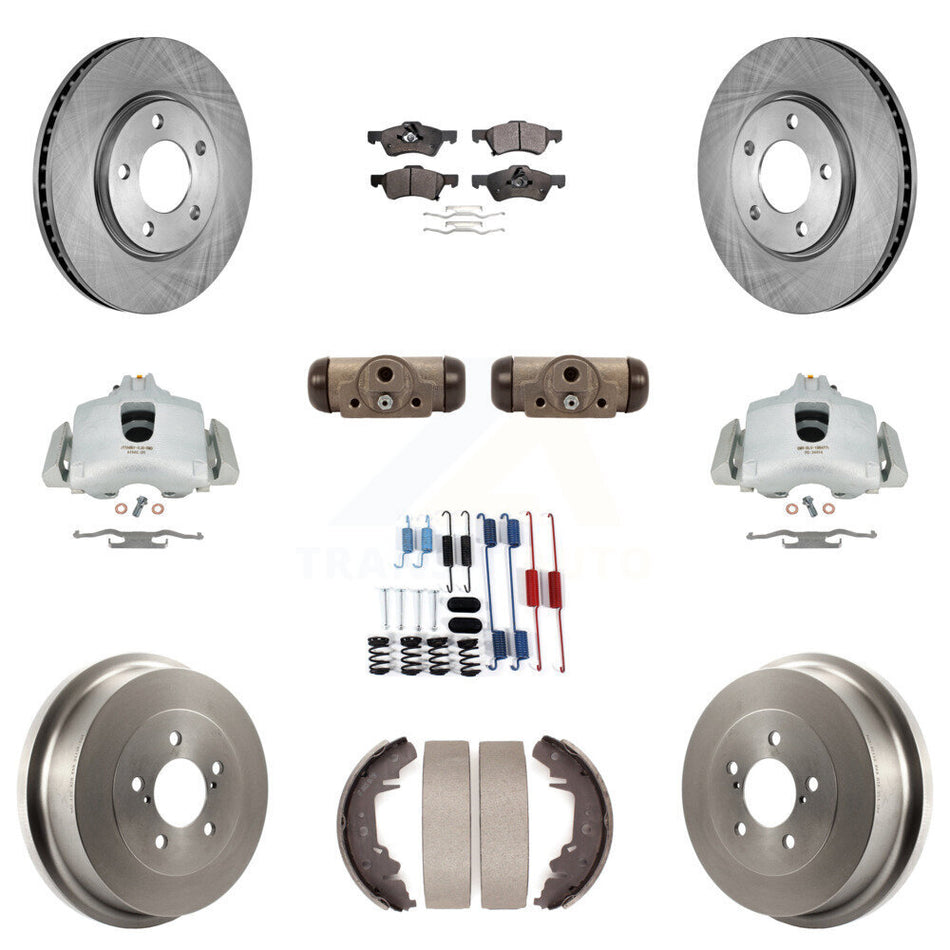 Front Rear Disc Brake Caliper Rotors Drums Semi-Metallic Pads Shoes Wheel Cylinders And Hardware Kit (11Pc) For Dodge Chrysler Town & Country Grand Caravan rear brakes KC8-100898P