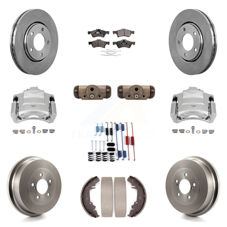 Front Rear Disc Brake Caliper Rotors Drum Semi-Metallic Pad Shoe Cylinder Kit (11Pc) For KC8-100900P