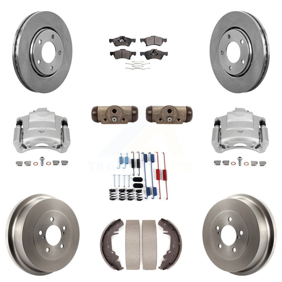 Front Rear Disc Brake Caliper Rotors Drum Semi-Metallic Pad Shoe Cylinder Kit (11Pc) For KC8-100900P