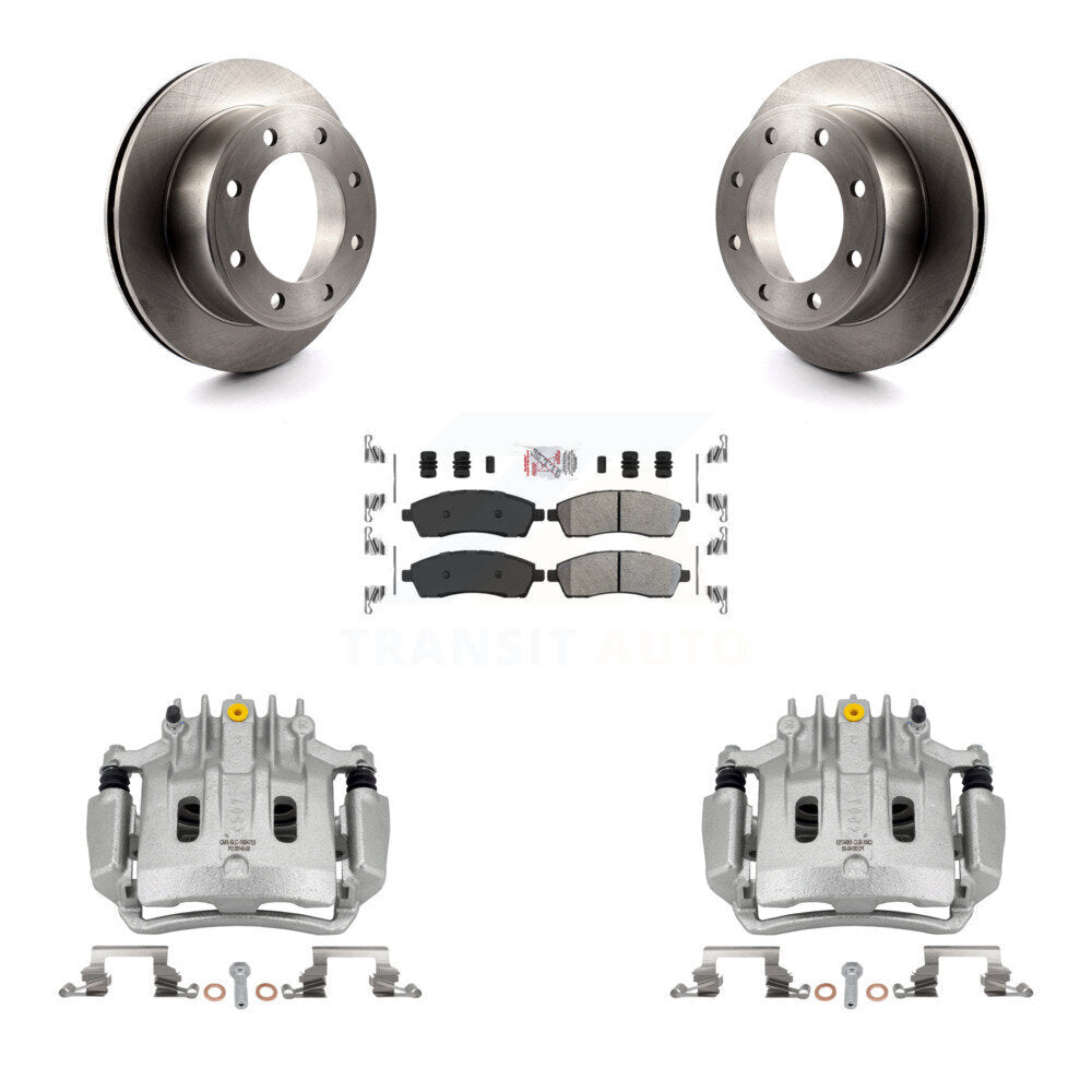 Rear Brake Caliper Rotor Semi-Metallic Pad Kit For Ford F-350 Super Duty F-250 Excursion KC8-100901N