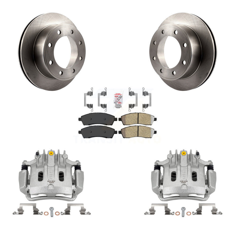 Rear Brake Caliper Rotor Semi-Metallic Pad Kit For Ford F-350 Super Duty F-250 Excursion KC8-100902N
