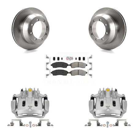Rear Disc Brake Caliper Rotors And Semi-Metallic Pads Kit For Ford F-350 Super Duty KC8-100903N