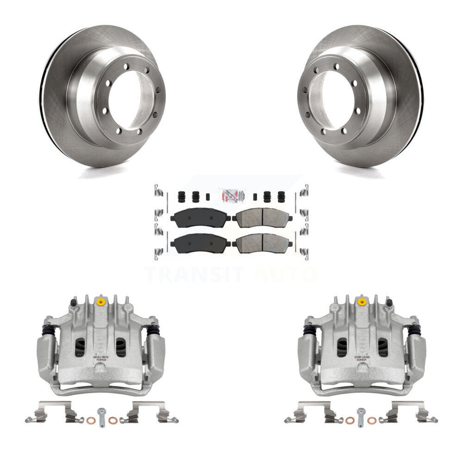 Rear Disc Brake Caliper Rotors And Semi-Metallic Pads Kit For Ford F-350 Super Duty KC8-100903N