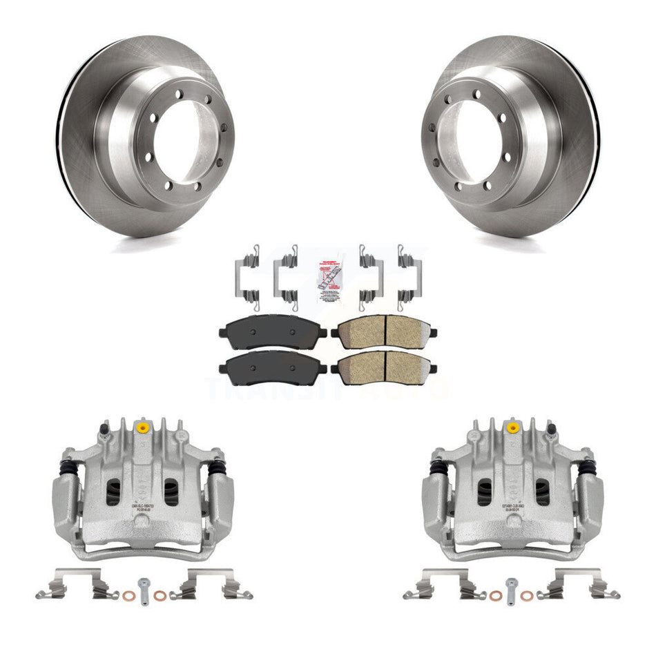 Rear Disc Brake Caliper Rotors And Semi-Metallic Pads Kit For Ford F-350 Super Duty KC8-100904N