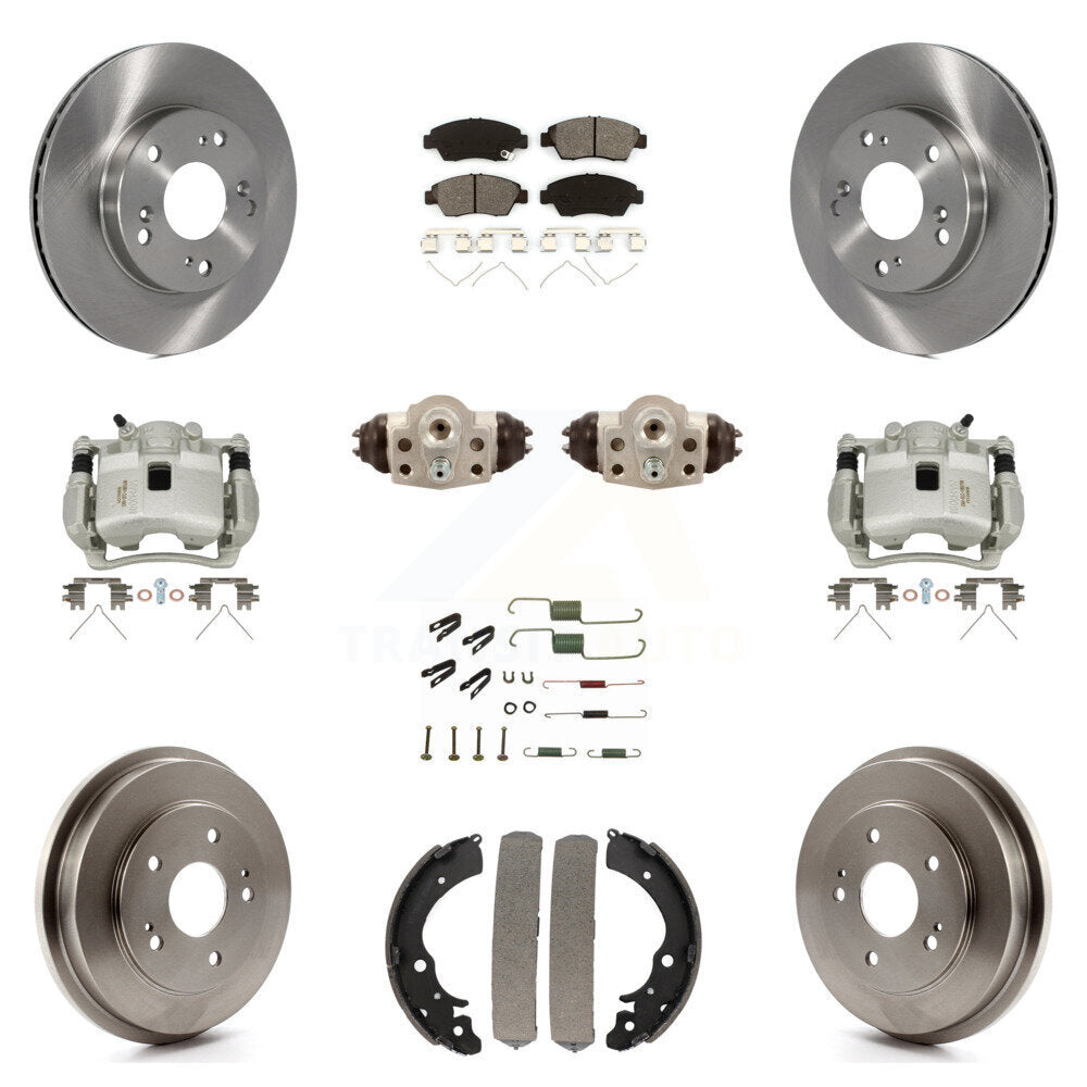 Front Rear Disc Brake Caliper Rotors Drum Semi-Metallic Pad Shoe Cylinder Kit (11Pc) For KC8-100906S