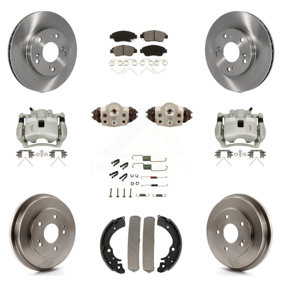 Front Rear Disc Brake Caliper Rotors Drum Semi-Metallic Pad Shoe Cylinder Kit (11Pc) For KC8-100906S