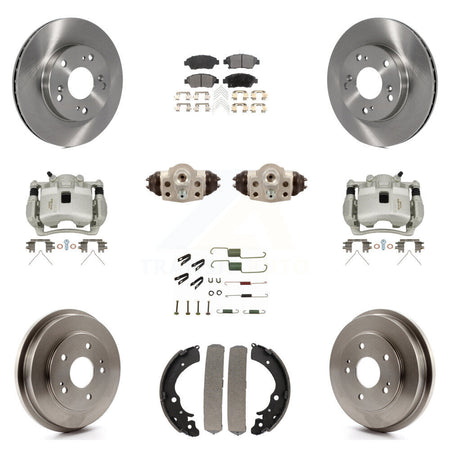 Front Rear Disc Brake Caliper Rotors Drum Semi-Metallic Pad Shoe Cylinder Kit (11Pc) For KC8-100909P