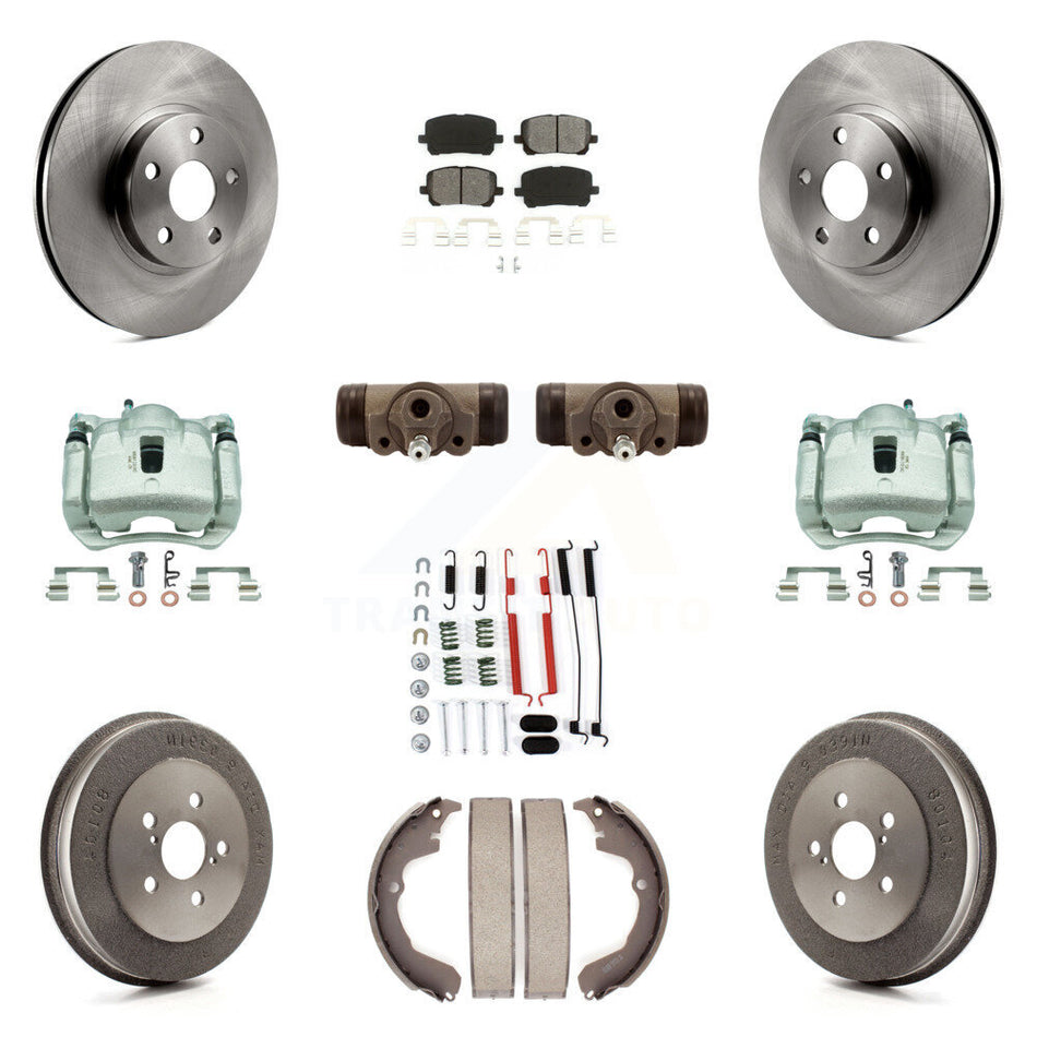 Front Rear Brake Caliper Rotors Drum Semi-Metallic Pad Shoe Cylinder Kit (11Pc) For Vibe KC8-100911S