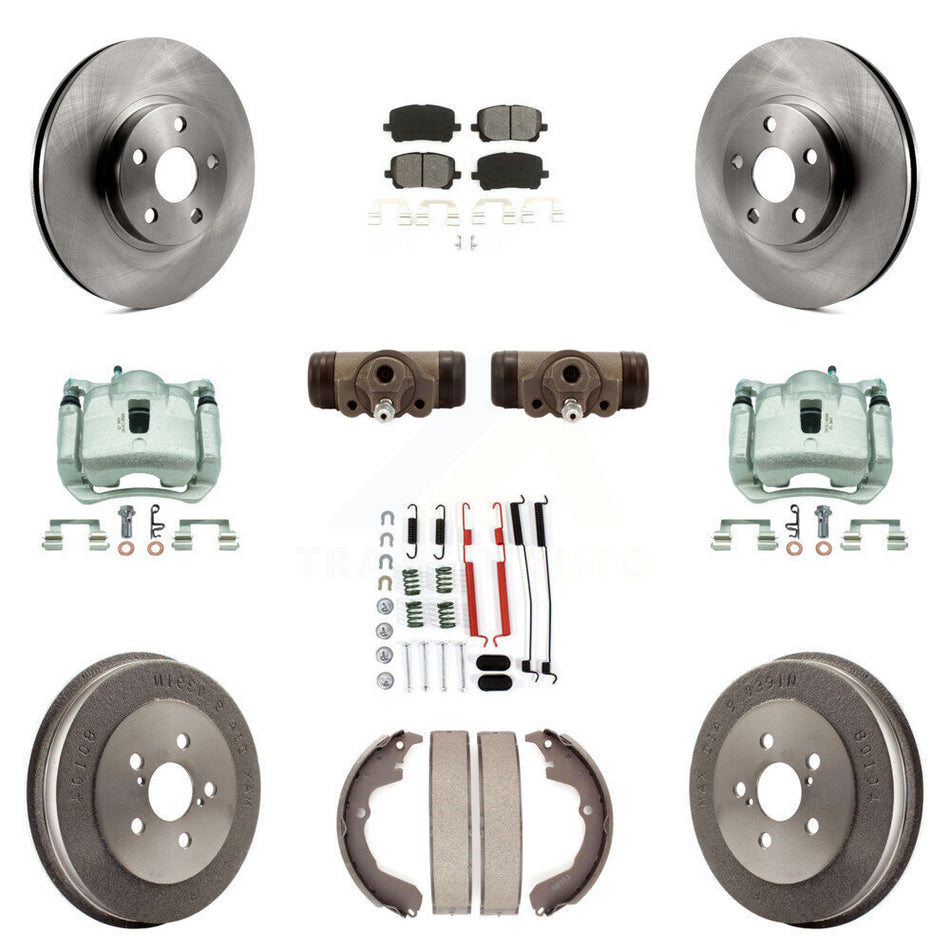 Front Rear Brake Caliper Rotors Drum Semi-Metallic Pad Shoe Cylinder Kit (11Pc) For Vibe KC8-100911S