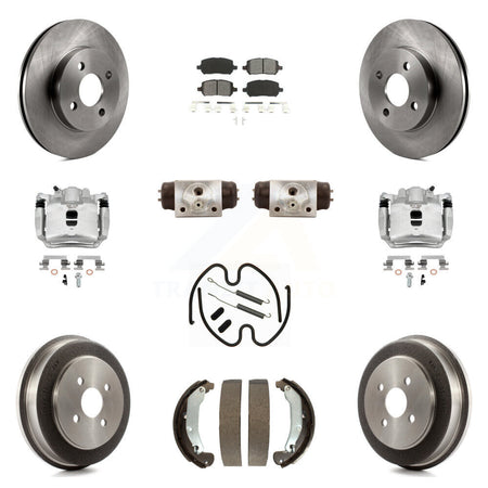 Front Rear Disc Brake Caliper Rotors Drum Semi-Metallic Pad Shoe Cylinder Kit (11Pc) For KC8-100915S