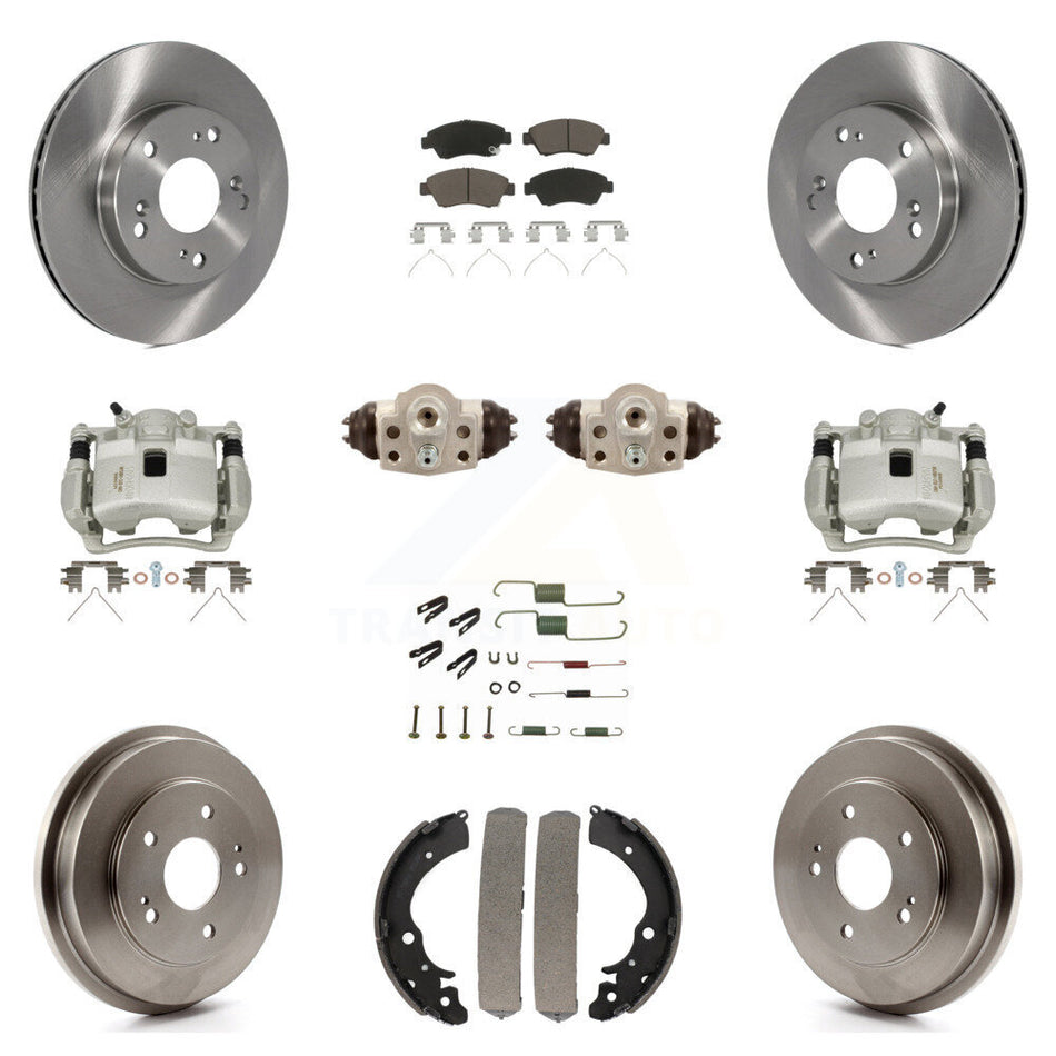 Front Rear Brake Caliper Rotors Drum Ceramic Pad Shoe Cylinder & Hardware Kit (11Pc) For KC8-100917C