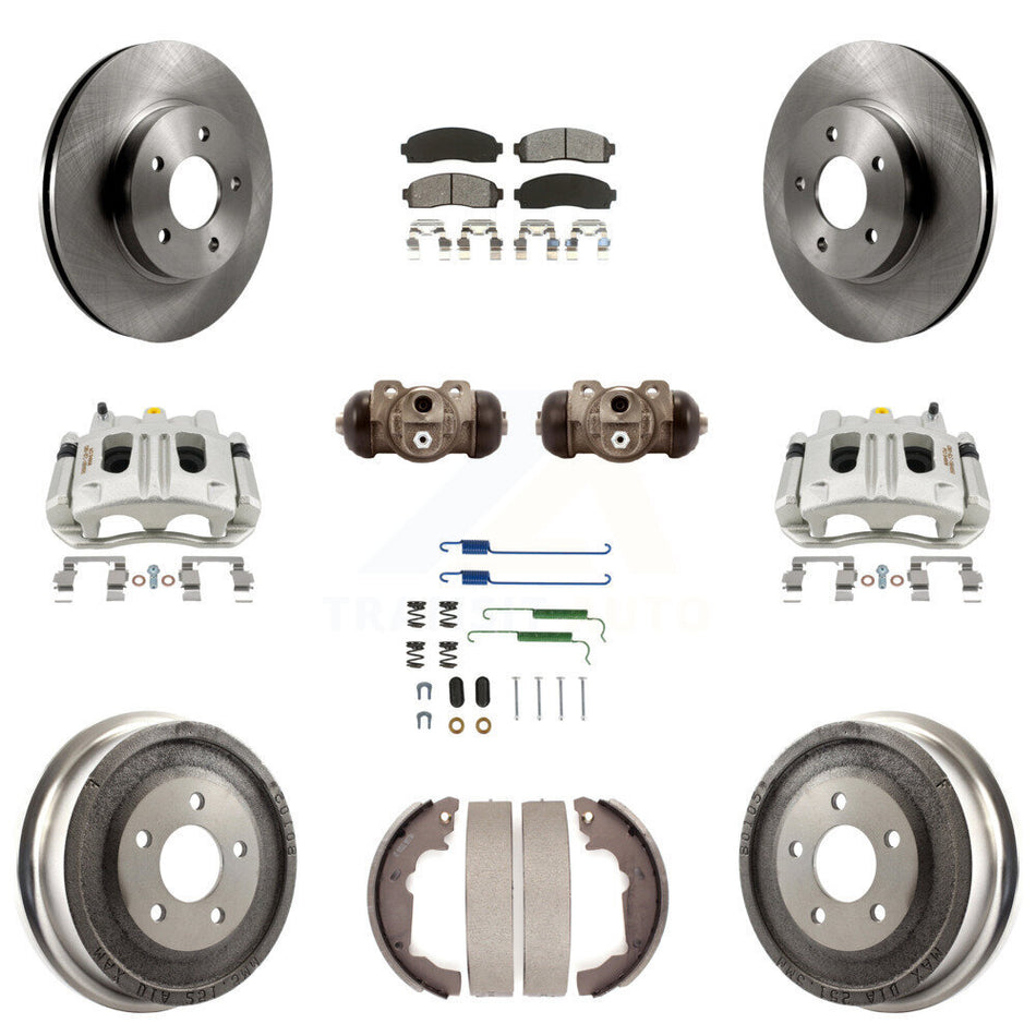 Front Rear Brake Caliper Rotor Drum Semi-Metallic Pad Shoe Cylinder & Kit (11Pc) For Vue KC8-100917S