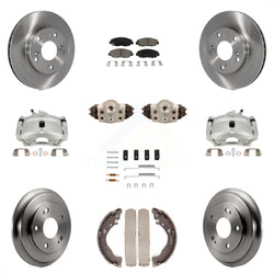 Front Rear Disc Brake Caliper Rotors Drums Ceramic Pads Shoes Wheel Cylinders And Hardware Kit (11Pc) For Honda Civic KC8-100918C