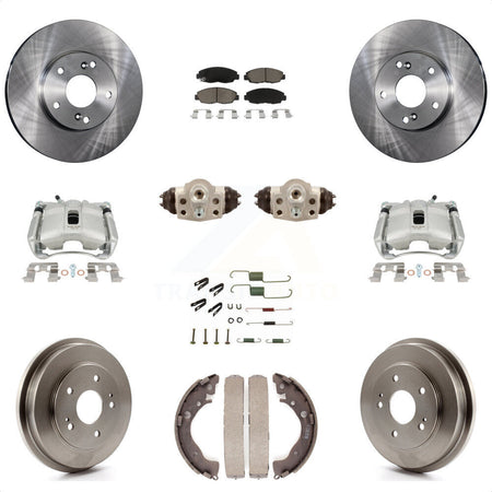 Front Rear Disc Brake Caliper Rotors Drums Ceramic Pads Shoes Wheel Cylinders And Hardware Kit (11Pc) For 2011 Honda Civic GX with 1.8L KC8-100919C by Transit Auto