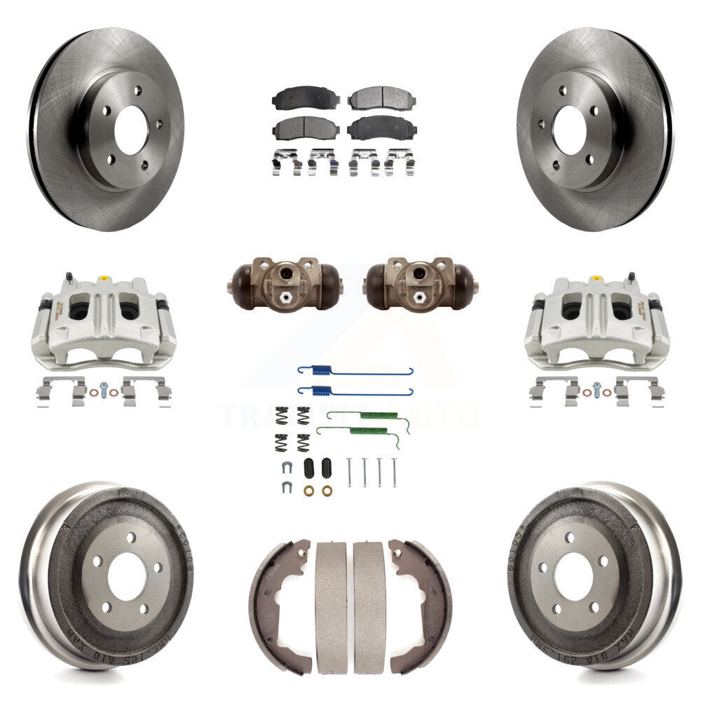 Front Rear Brake Caliper Rotor Drum Semi-Metallic Pad Shoe Cylinder & Kit (11Pc) For Vue KC8-100922P