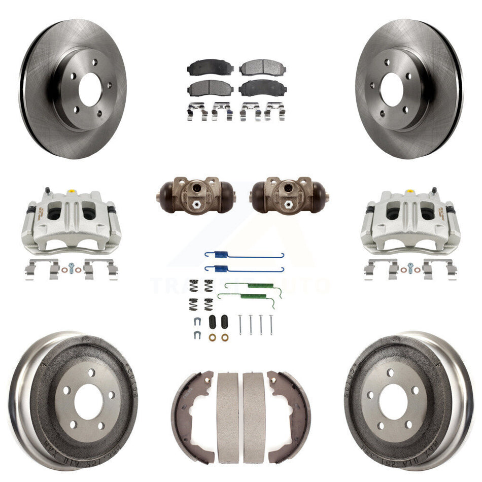 Front Rear Brake Caliper Rotor Drum Semi-Metallic Pad Shoe Cylinder & Kit (11Pc) For Vue KC8-100922P