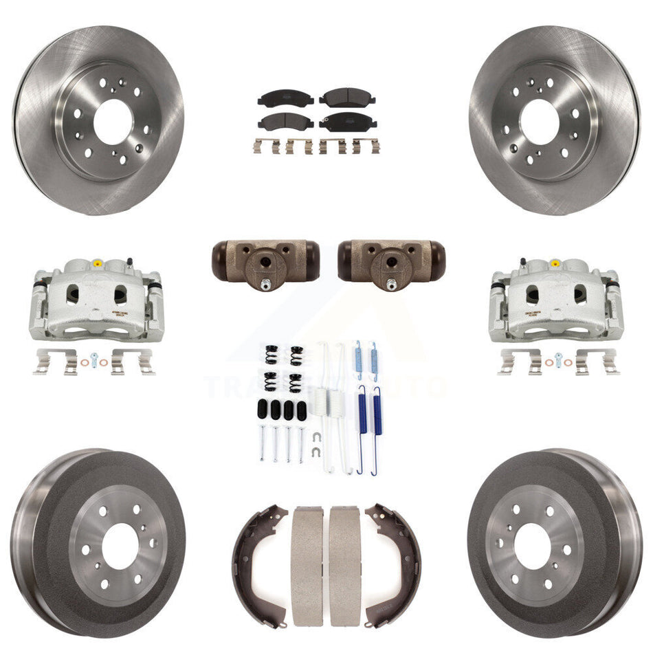 Front Rear Brake Caliper Rotor Drum Semi-Metallic Pad Shoe Cylinder & Kit (11Pc) For GMC KC8-100924P