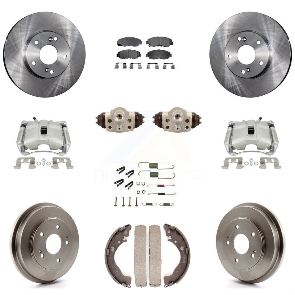 Front Rear Disc Brake Caliper Rotors Drums Ceramic Pads Shoes Wheel Cylinders And Hardware Kit (11Pc) For 2011 Honda Civic GX with 1.8L KC8-100924T by Transit Auto