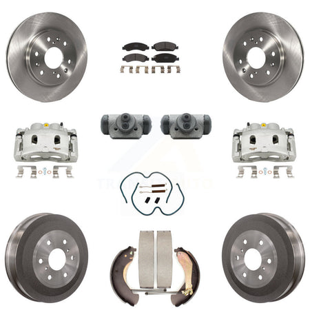 Front Rear Brake Caliper Rotors Drum Semi-Metallic Pad Shoe Cylinder Kit (11Pc) For 1500 KC8-100926P