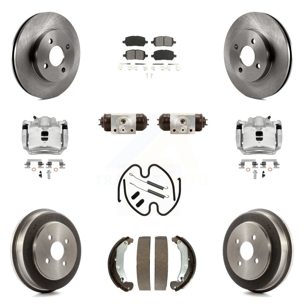 Front Rear Brake Caliper Rotor Drum Semi-Metallic Pad Shoe Cylinder & Kit (11Pc) For Ion KC8-100927S