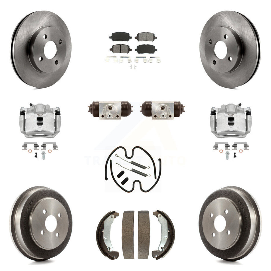 Front Rear Brake Caliper Rotor Drum Semi-Metallic Pad Shoe Cylinder & Kit (11Pc) For Ion KC8-100927S