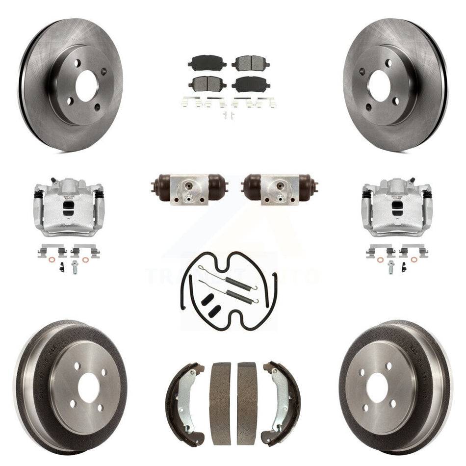 Front Rear Brake Caliper Rotor Drum Semi-Metallic Pad Shoe Cylinder & Kit (11Pc) For Ion KC8-100927S