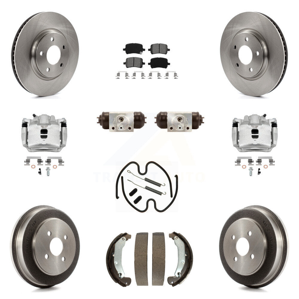 Front Rear Disc Brake Caliper Rotors Drum Semi-Metallic Pad Shoe Cylinder Kit (11Pc) For KC8-100928S