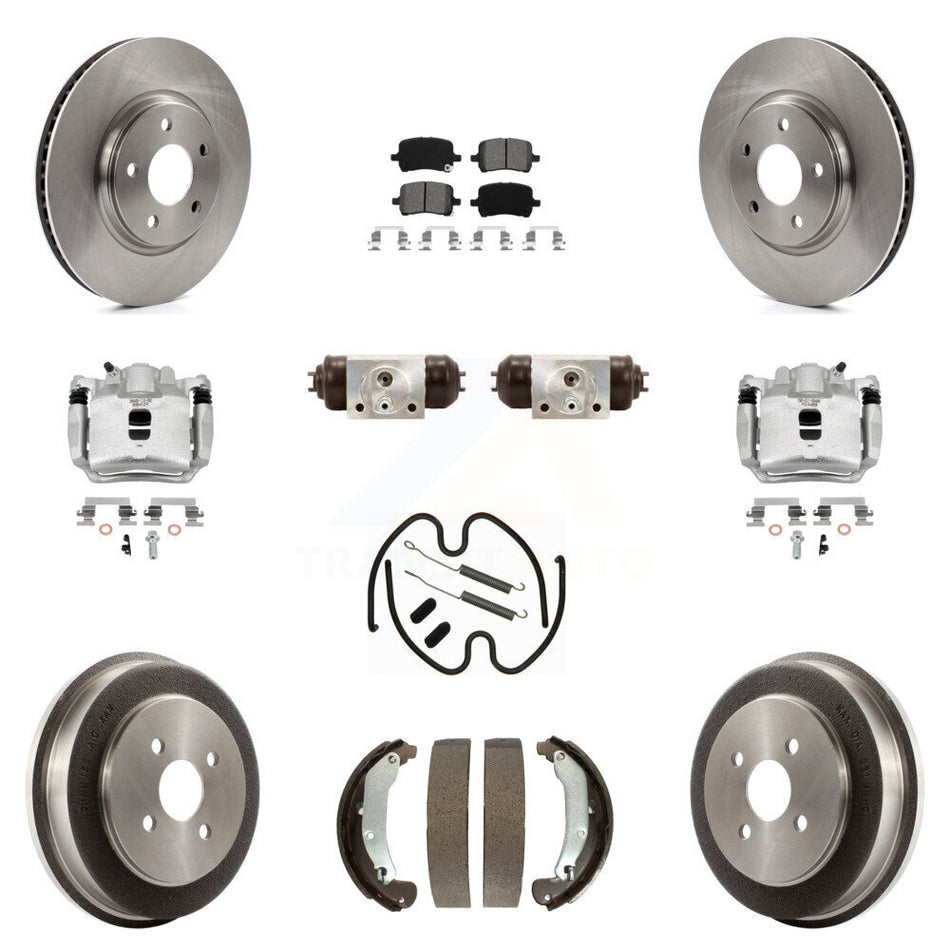 Front Rear Disc Brake Caliper Rotors Drum Semi-Metallic Pad Shoe Cylinder Kit (11Pc) For KC8-100928S