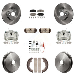 Front Rear Disc Brake Caliper Rotors Drums Ceramic Pads Shoes Wheel Cylinders And Hardware Kit (11Pc) For 2009-2013 Toyota Corolla KC8-100934C