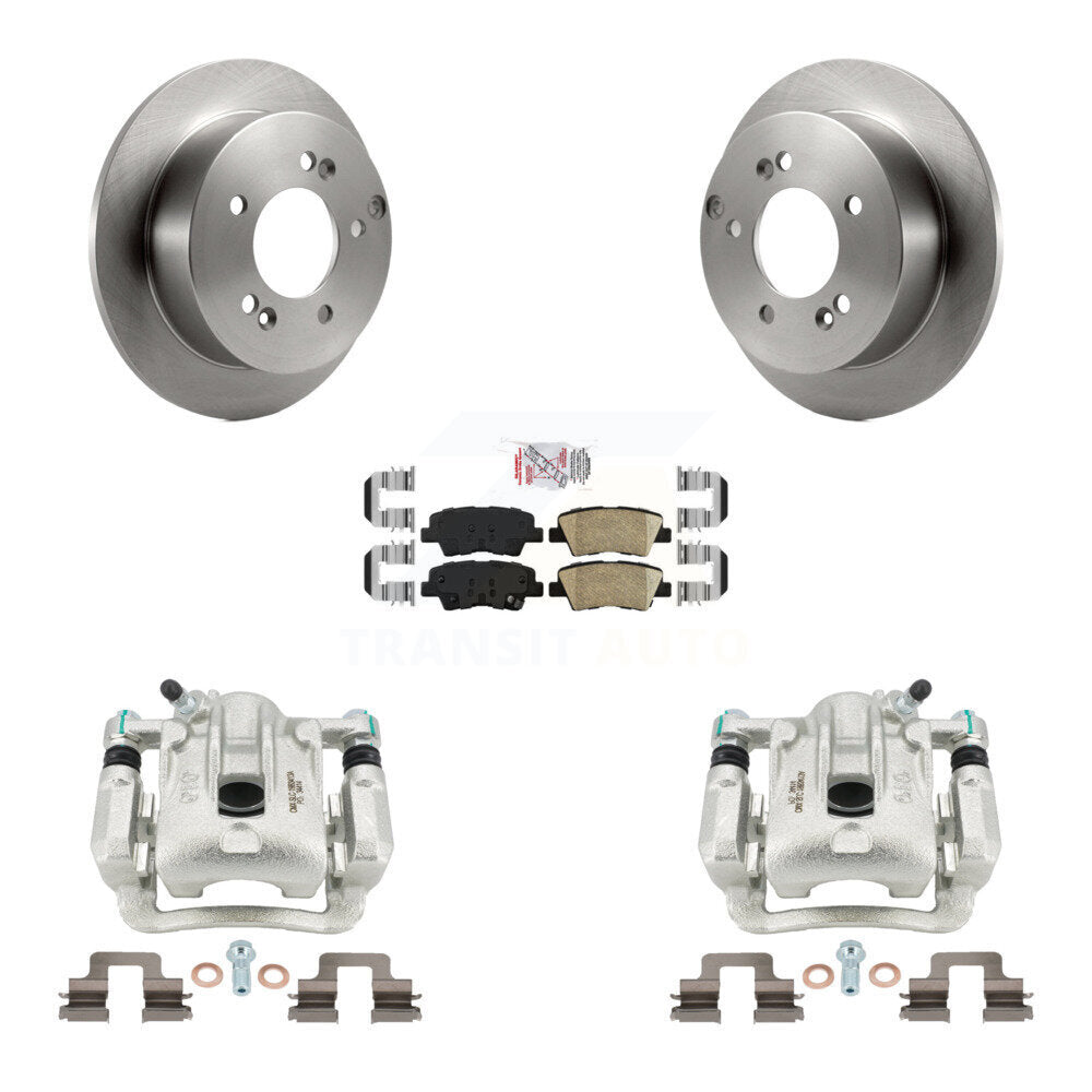 Rear Disc Brake Caliper Rotors And Ceramic Pads Kit For 2009-2010 Hyundai Sonata 2.4L KC8-100935N by Transit Auto