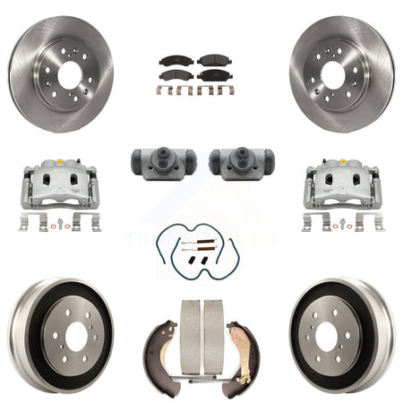 Front Rear Brake Caliper Rotors Drum Semi-Metallic Pad Shoe Cylinder Kit (11Pc) For 1500 KC8-100935P