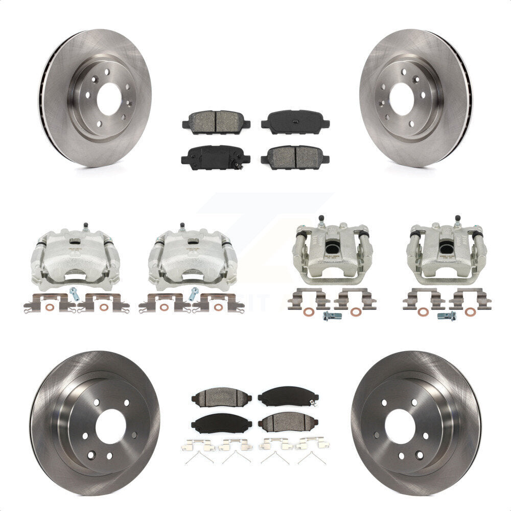 Front Rear Disc Brake Caliper Rotors And Semi-Metallic Pads Kit (10Pc) For 2015 Nissan LEAF Vehicles Manufactured In Japan KC8-100935S by Transit Auto