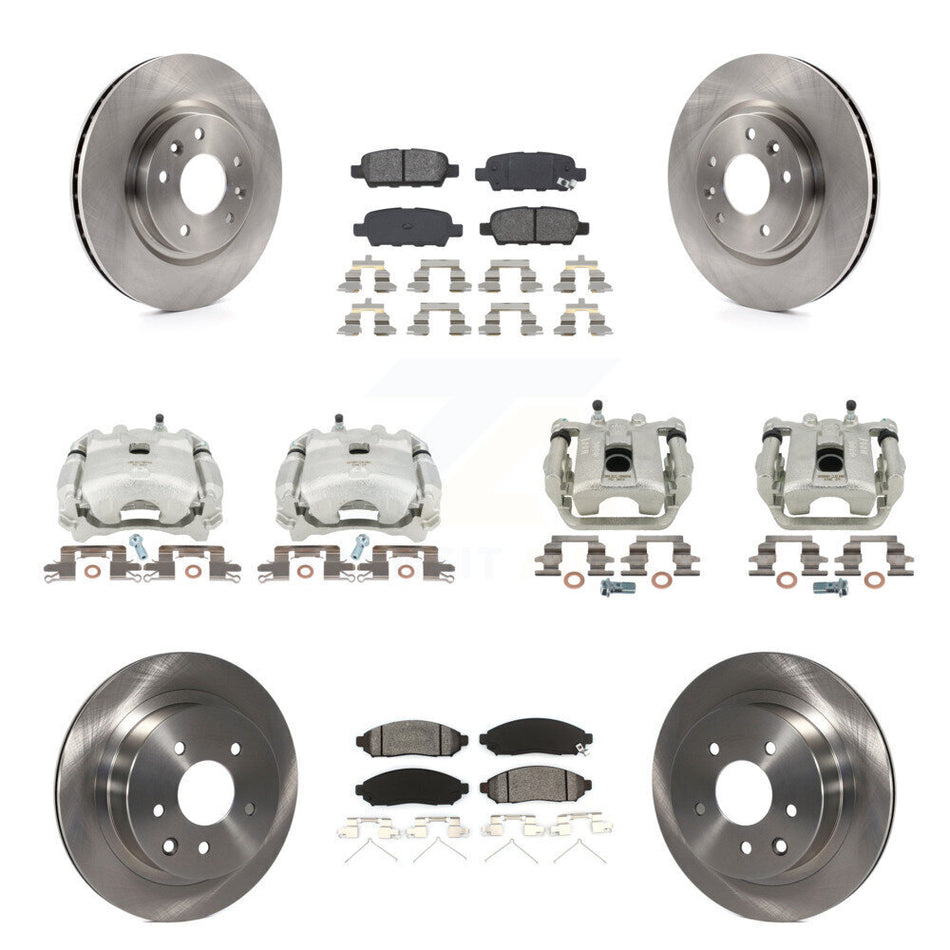 Front Rear Disc Brake Caliper Rotors And Semi-Metallic Pads Kit (10Pc) For 2015 Nissan LEAF Vehicles Manufactured In Japan KC8-100935S