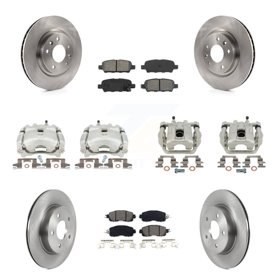 Front Rear Disc Brake Caliper Rotors And Semi-Metallic Pads Kit (10Pc) For 2017 Nissan LEAF With Electric Parking KC8-100936S