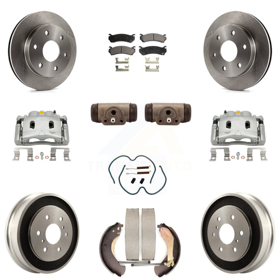 Front Rear Disc Brake Caliper Rotors Drum Semi-Metallic Pad Shoe Cylinder Kit (11Pc) For KC8-100938P