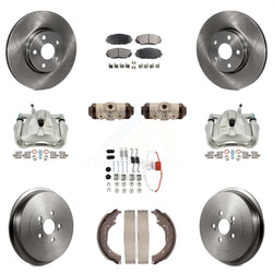 Front Rear Disc Brake Caliper Rotors Drums Ceramic Pads Shoes Wheel Cylinders And Hardware Kit (11Pc) For 2009-2013 Toyota Corolla KC8-100939T