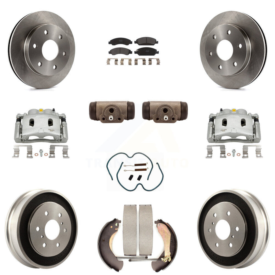 Front Rear Disc Brake Caliper Rotors Drum Semi-Metallic Pad Shoe Cylinder Kit (11Pc) For KC8-100940P