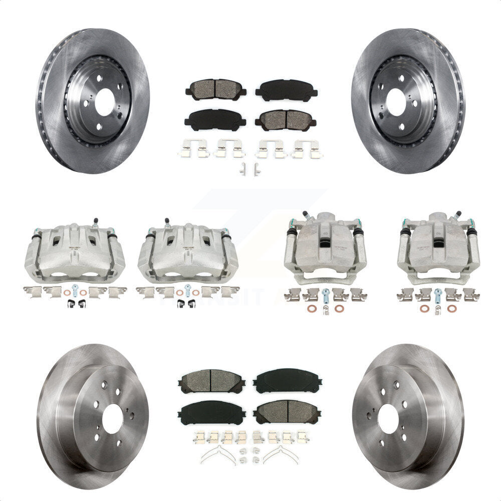 Front Rear Disc Brake Caliper Rotors And Semi-Metallic Pads Kit (10Pc) For 2014 Toyota Highlander Hybrid Limited with FULL HYBRID EV-GAS (FHEV) engine KC8-100943S by Transit Auto