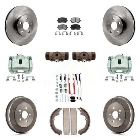 Front Rear Brake Caliper Rotors Drum Semi-Metallic Pad Shoe Cylinder Kit (11Pc) For Vibe KC8-100944P