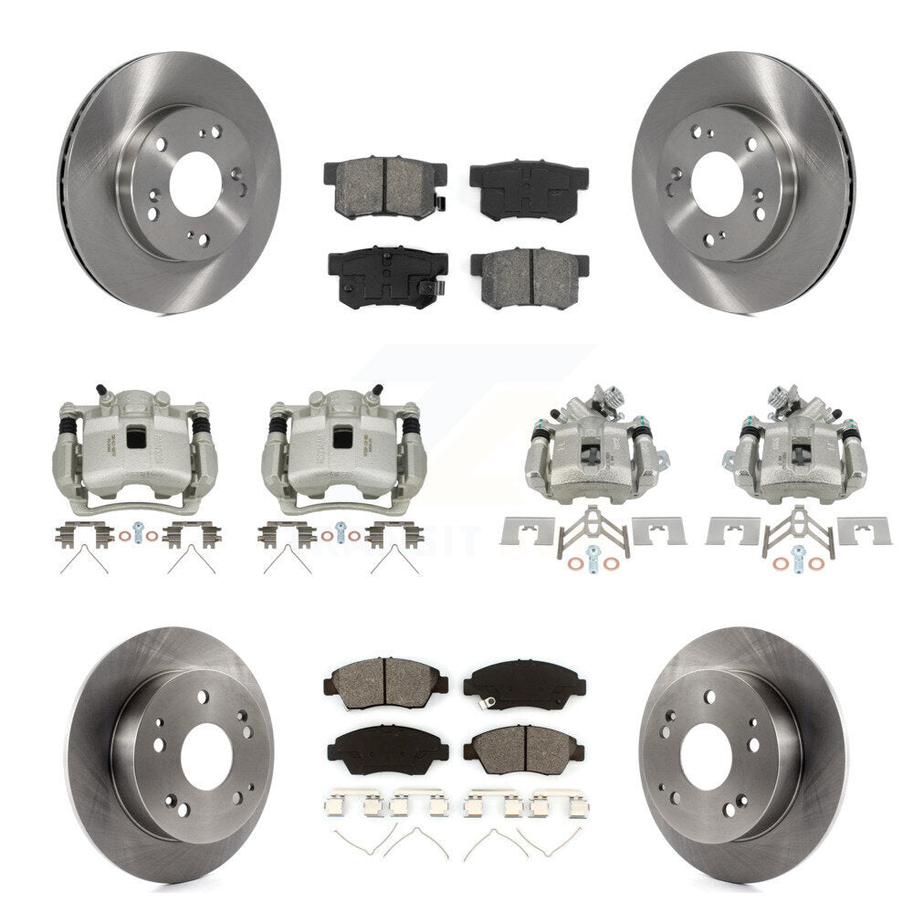 Front Rear Brake Caliper Rotors & Semi-Metallic Pad Kit (10Pc) For Honda Civic Acura RSX KC8-100947S