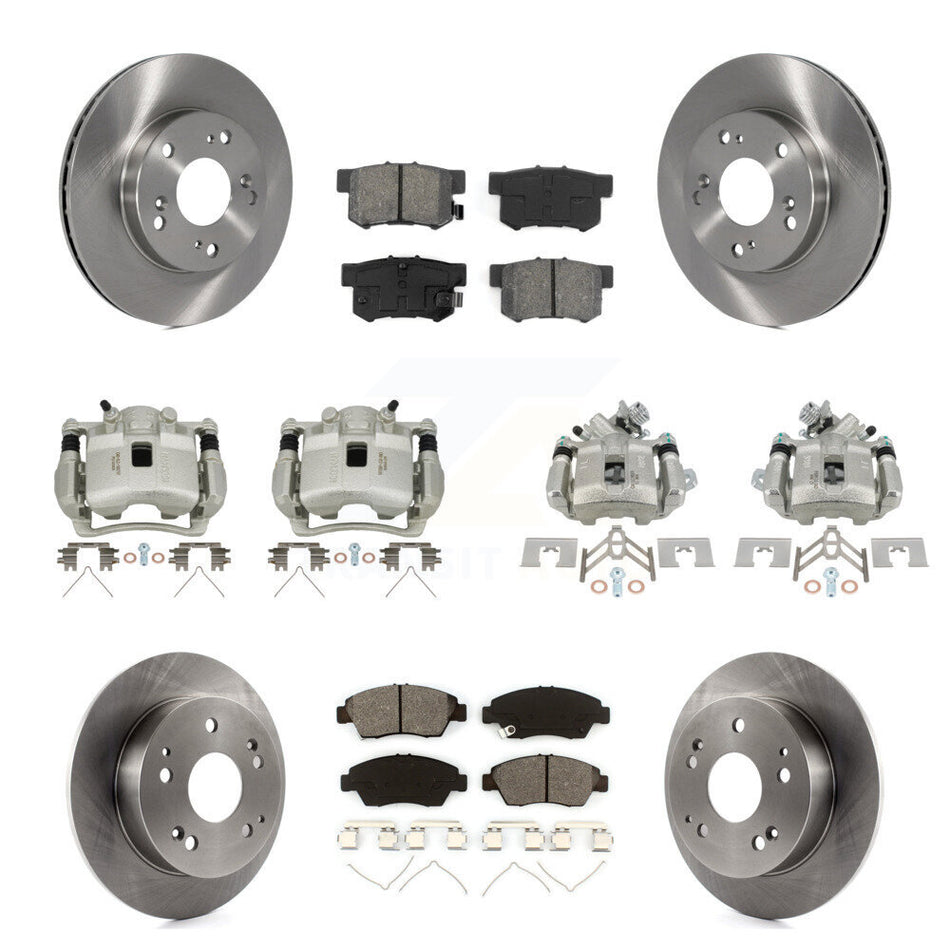 Front Rear Brake Caliper Rotors & Semi-Metallic Pad Kit (10Pc) For Honda Civic Acura RSX KC8-100947S