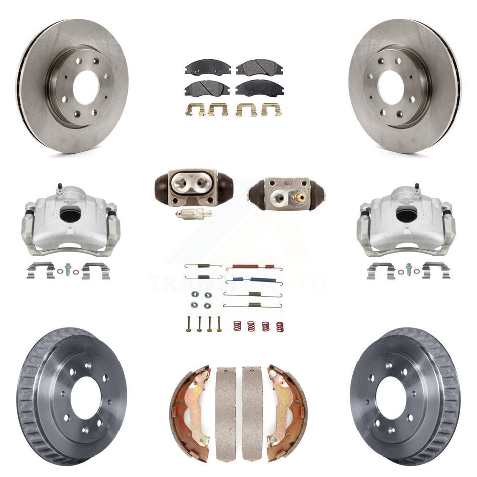 Front Rear Brake Caliper Rotors Drum Ceramic Pad Shoe Cylinder & Hardware Kit (11Pc) For KC8-100949T