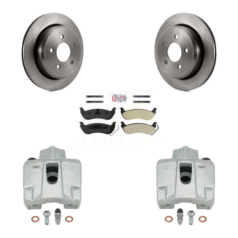 Rear Disc Brake Caliper Rotors And Semi-Metallic Pads Kit For Ford Crown Victoria Mercury Grand Marquis Marauder KC8-100950N by Transit Auto