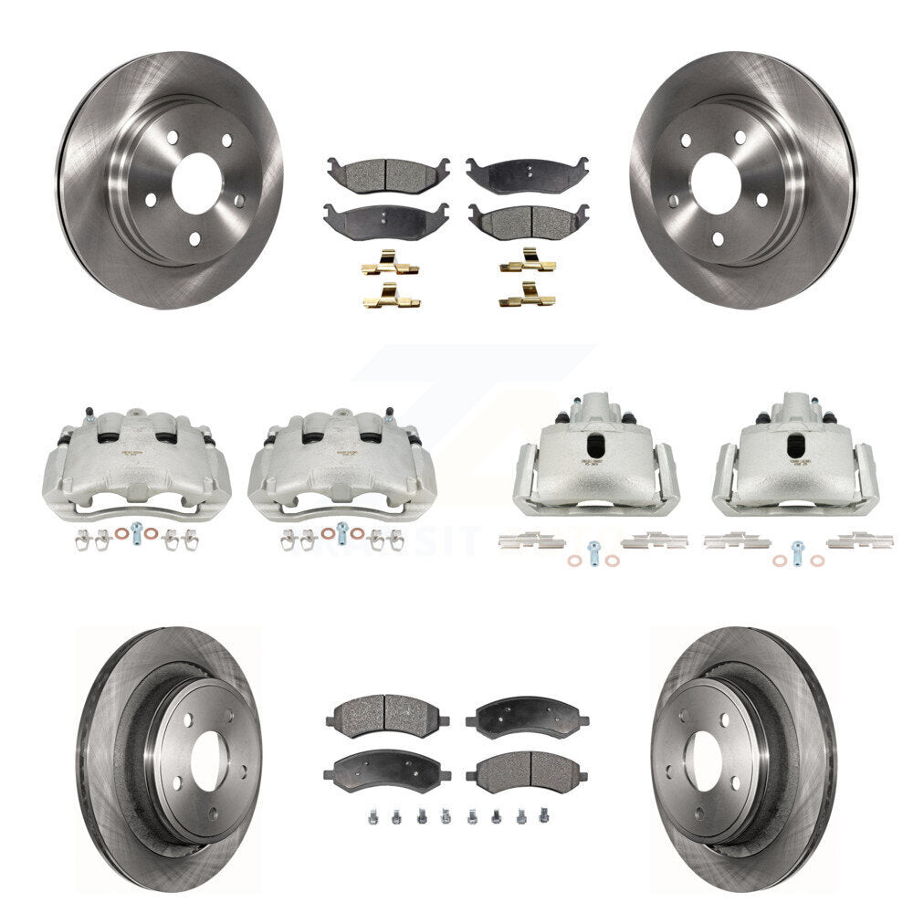 Front Rear Disc Brake Caliper Rotors And Semi-Metallic Pad Kit (10Pc) For Dodge Ram 1500 KC8-100950P