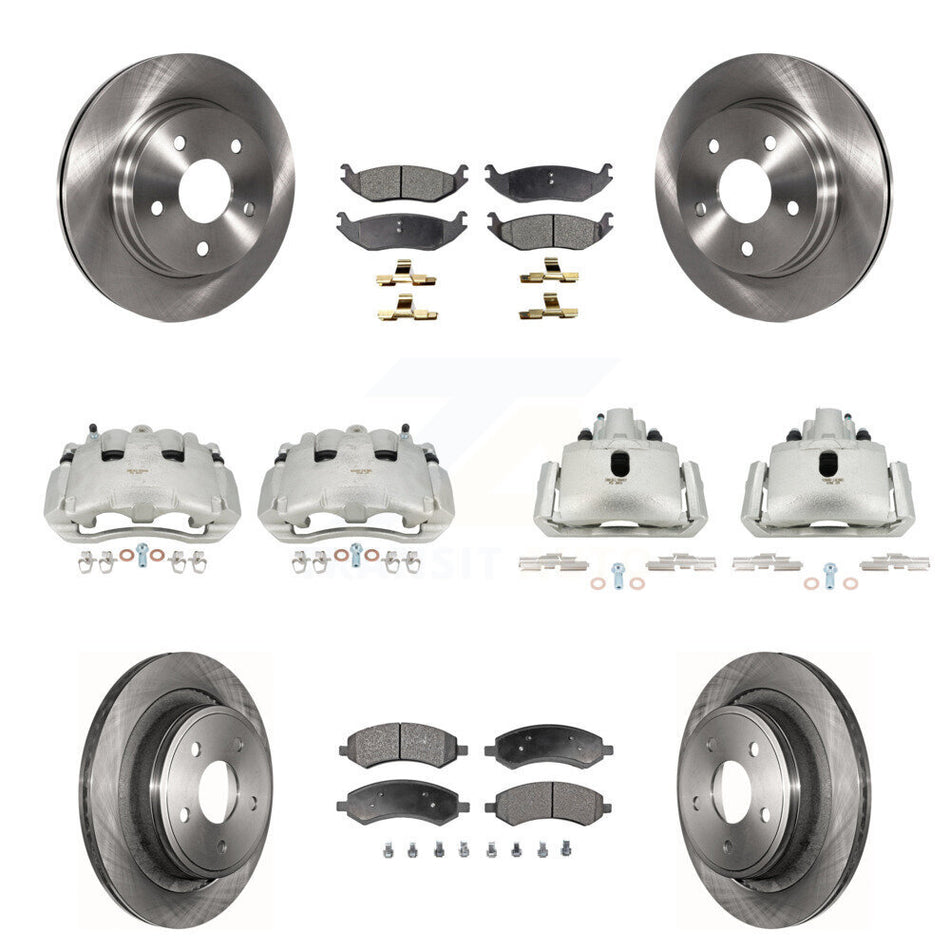 Front Rear Disc Brake Caliper Rotors And Semi-Metallic Pad Kit (10Pc) For Dodge Ram 1500 KC8-100950P