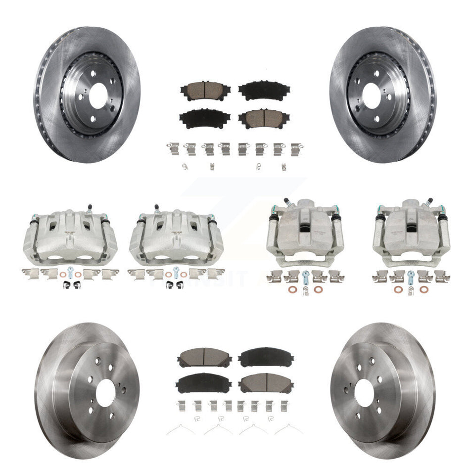 Front Rear Disc Brake Caliper Rotors And Ceramic Pads Kit (10Pc) For Toyota Highlander Sienna Lexus RX350 KC8-100952C